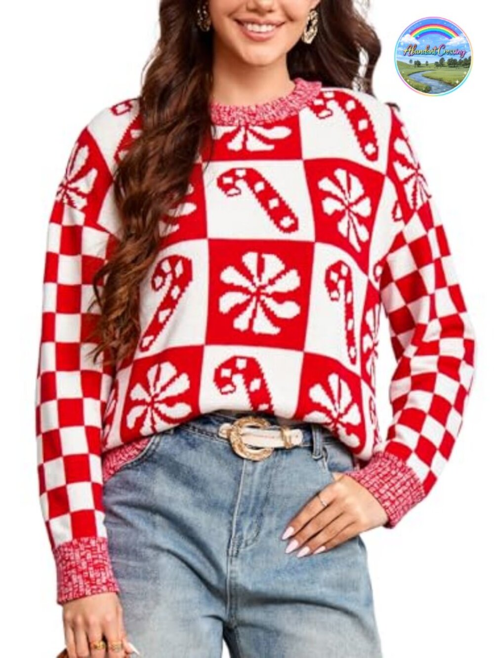 Womens Ugly Christmas Sweater Crewneck Long Sleeve Soft Knit Pullover